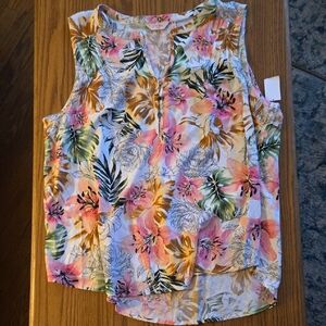 Tropical Floral Sleeveless Blouse